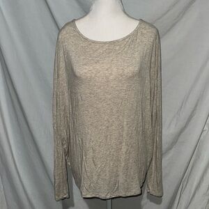 heathered tan / cream hi lo long sleeve Miami shirt size small (oversized)